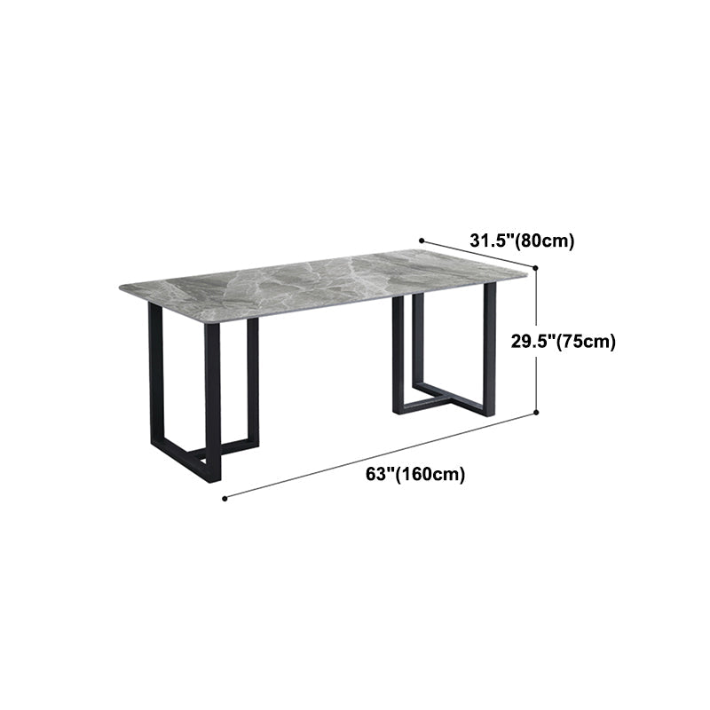 Industrial Grey Table for Restaurant Rectangle Dining Table with Double Pedestal Clearhalo 'Dining Tables & Seating' 'Dining Tables' 'dining_table' 'furn' 'furn_dining_table' 'Furniture' 'furniture_dining_table' 'Kitchen & Dining Furniture' 'kitchen' 'kitchen_dining_table' 5033049