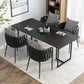 Industrial Black Table for Restaurant Rectangle Dining Table with Double Pedestal 51.2"L x 27.6"W x 29.5"H Without Chairs Clearhalo 'Dining Tables & Seating' 'Dining Tables' 'dining_table' 'furn' 'furn_dining_table' 'Furniture' 'furniture_dining_table' 'Kitchen & Dining Furniture' 'kitchen' 'kitchen_dining_table' 5033051