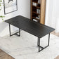 Industrial Black Table for Restaurant Rectangle Dining Table with Double Pedestal 63"L x 31.5"W x 29.5"H Without Chairs Clearhalo 'Dining Tables & Seating' 'Dining Tables' 'dining_table' 'furn' 'furn_dining_table' 'Furniture' 'furniture_dining_table' 'Kitchen & Dining Furniture' 'kitchen' 'kitchen_dining_table' 5033053