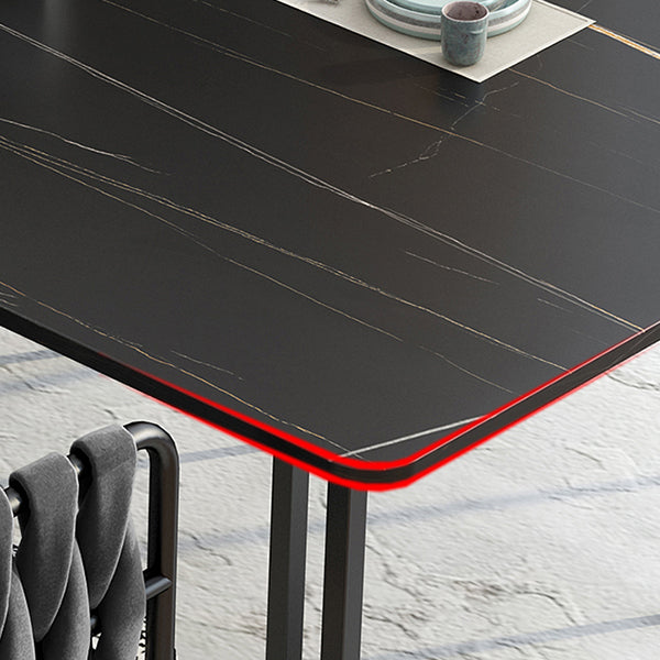 Industrial Black Table for Restaurant Rectangle Dining Table with Double Pedestal Clearhalo 'Dining Tables & Seating' 'Dining Tables' 'dining_table' 'furn' 'furn_dining_table' 'Furniture' 'furniture_dining_table' 'Kitchen & Dining Furniture' 'kitchen' 'kitchen_dining_table' 5033055