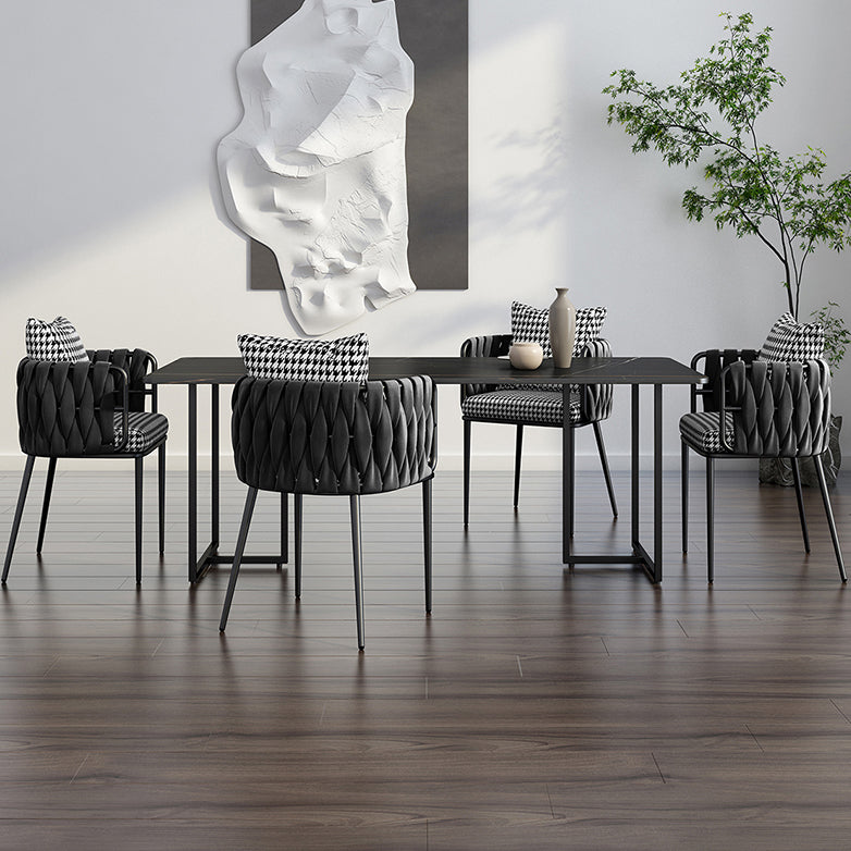 Industrial Black Table for Restaurant Rectangle Dining Table with Double Pedestal Clearhalo 'Dining Tables & Seating' 'Dining Tables' 'dining_table' 'furn' 'furn_dining_table' 'Furniture' 'furniture_dining_table' 'Kitchen & Dining Furniture' 'kitchen' 'kitchen_dining_table' 5033058