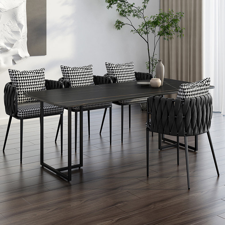 Industrial Black Table for Restaurant Rectangle Dining Table with Double Pedestal Clearhalo 'Dining Tables & Seating' 'Dining Tables' 'dining_table' 'furn' 'furn_dining_table' 'Furniture' 'furniture_dining_table' 'Kitchen & Dining Furniture' 'kitchen' 'kitchen_dining_table' 5033060