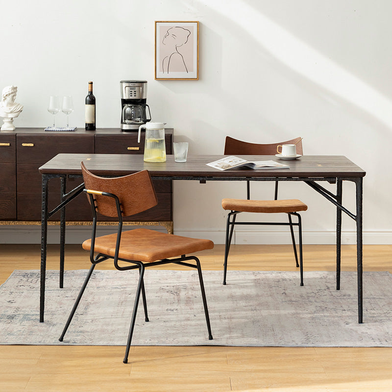 Rectangle Oak Solid Wood Furniture Luxury Style Dining Room Collection Black Without Chairs Clearhalo 'Dining Tables & Seating' 'Dining Tables' 'dining_table' 'furn' 'furn_dining_table' 'Furniture' 'furniture_dining_table' 'Kitchen & Dining Furniture' 'kitchen' 'kitchen_dining_table' 5033068