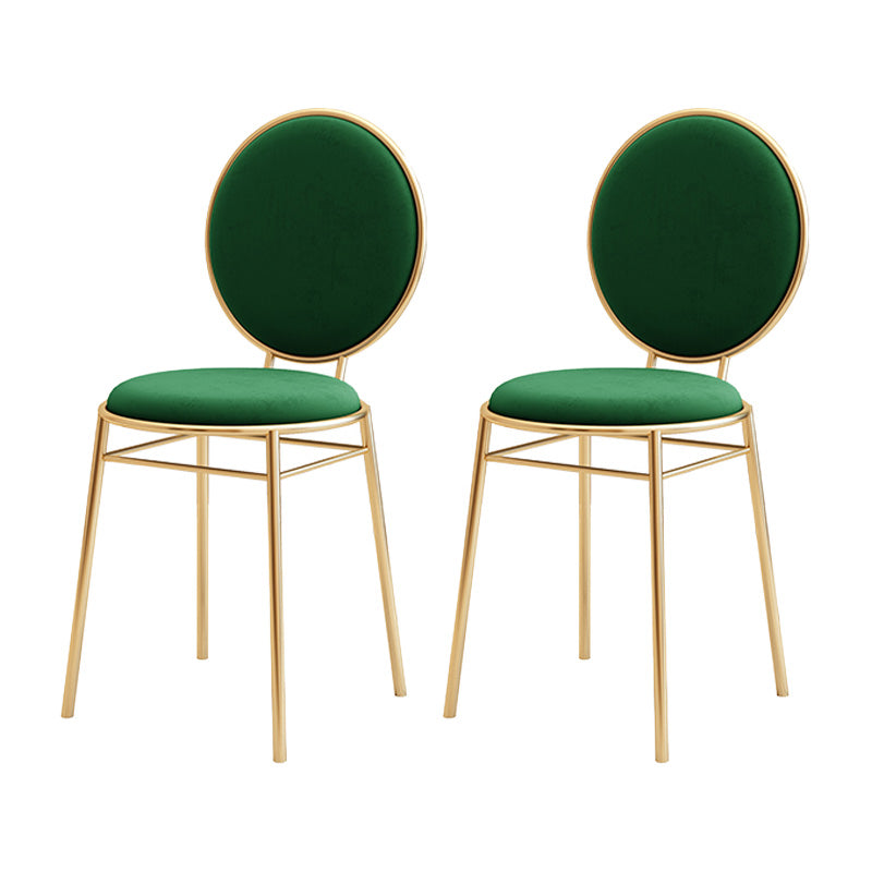 Glam Style Side Chair Upholstered King Louis Back Armless Dining Chair Blackish Green 2 Piece Set Clearhalo 'Dining Chairs' 'Dining Tables & Seating' 'dining_chair' 'furn' 'furn_dining_chair' 'Furniture' 'furniture_dining_chair' 'Kitchen & Dining Furniture' 5033077