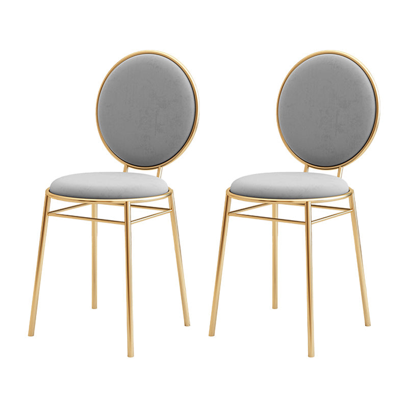 Glam Style Side Chair Upholstered King Louis Back Armless Dining Chair Grey 2 Piece Set Clearhalo 'Dining Chairs' 'Dining Tables & Seating' 'dining_chair' 'furn' 'furn_dining_chair' 'Furniture' 'furniture_dining_chair' 'Kitchen & Dining Furniture' 5033083