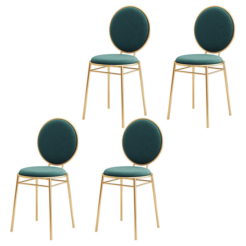 Glam Style Side Chair Upholstered King Louis Back Armless Dining Chair Peacock Blue 4 Piece Set Clearhalo 'Dining Chairs' 'Dining Tables & Seating' 'dining_chair' 'furn' 'furn_dining_chair' 'Furniture' 'furniture_dining_chair' 'Kitchen & Dining Furniture' 5033090