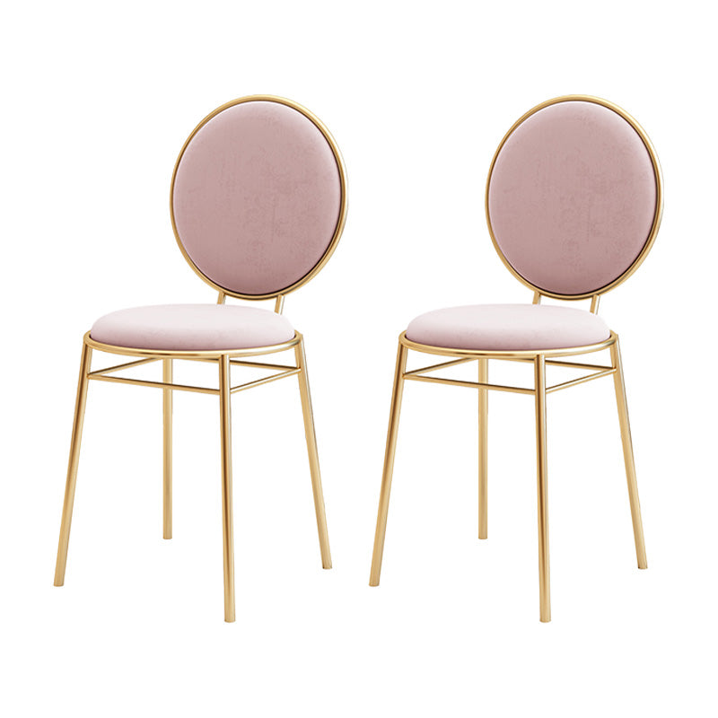 Glam Style Side Chair Upholstered King Louis Back Armless Dining Chair Pink 2 Piece Set Clearhalo 'Dining Chairs' 'Dining Tables & Seating' 'dining_chair' 'furn' 'furn_dining_chair' 'Furniture' 'furniture_dining_chair' 'Kitchen & Dining Furniture' 5033093