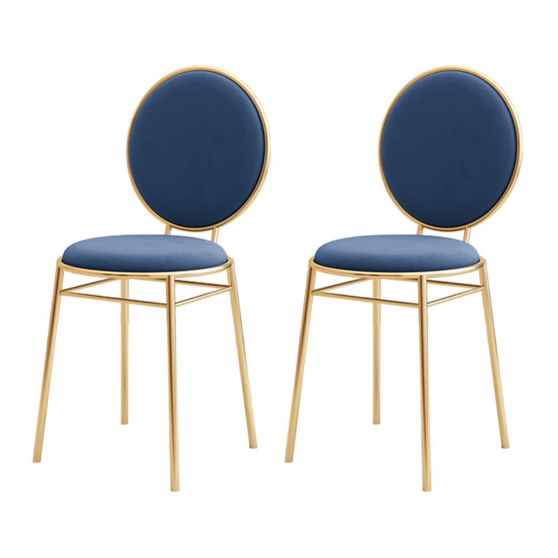 Glam Style Side Chair Upholstered King Louis Back Armless Dining Chair Blue 2 Piece Set Clearhalo 'Dining Chairs' 'Dining Tables & Seating' 'dining_chair' 'furn' 'furn_dining_chair' 'Furniture' 'furniture_dining_chair' 'Kitchen & Dining Furniture' 5033096