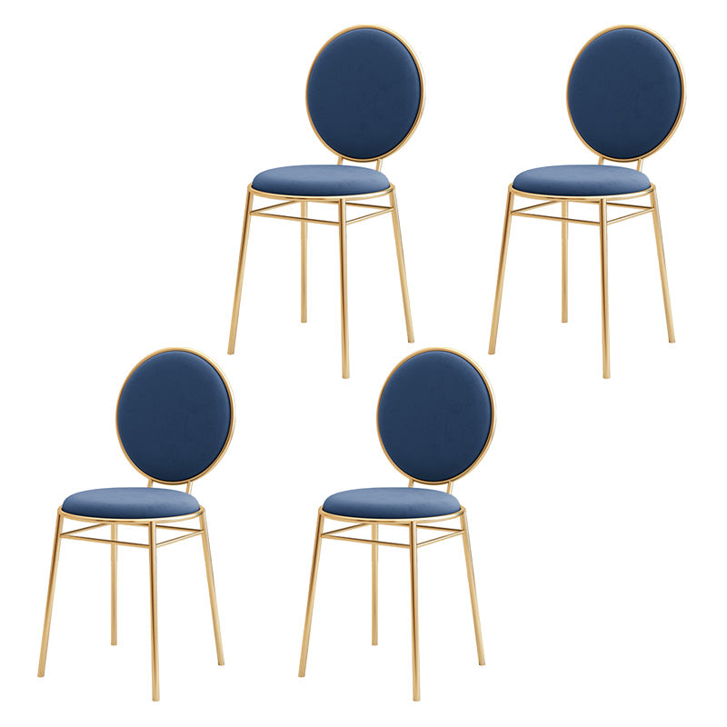 Glam Style Side Chair Upholstered King Louis Back Armless Dining Chair Blue 4 Piece Set Clearhalo 'Dining Chairs' 'Dining Tables & Seating' 'dining_chair' 'furn' 'furn_dining_chair' 'Furniture' 'furniture_dining_chair' 'Kitchen & Dining Furniture' 5033097