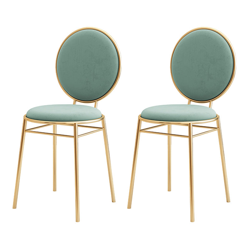 Glam Style Side Chair Upholstered King Louis Back Armless Dining Chair Green 2 Piece Set Clearhalo 'Dining Chairs' 'Dining Tables & Seating' 'dining_chair' 'furn' 'furn_dining_chair' 'Furniture' 'furniture_dining_chair' 'Kitchen & Dining Furniture' 5033099
