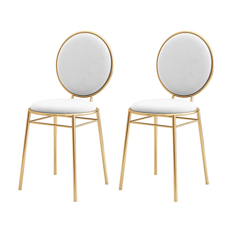 Glam Style Side Chair Upholstered King Louis Back Armless Dining Chair White 2 Piece Set Clearhalo 'Dining Chairs' 'Dining Tables & Seating' 'dining_chair' 'furn' 'furn_dining_chair' 'Furniture' 'furniture_dining_chair' 'Kitchen & Dining Furniture' 5033102