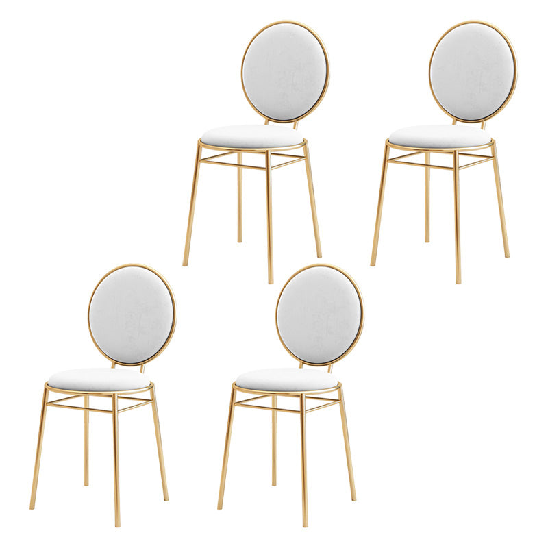 Glam Style Side Chair Upholstered King Louis Back Armless Dining Chair White 4 Piece Set Clearhalo 'Dining Chairs' 'Dining Tables & Seating' 'dining_chair' 'furn' 'furn_dining_chair' 'Furniture' 'furniture_dining_chair' 'Kitchen & Dining Furniture' 5033103