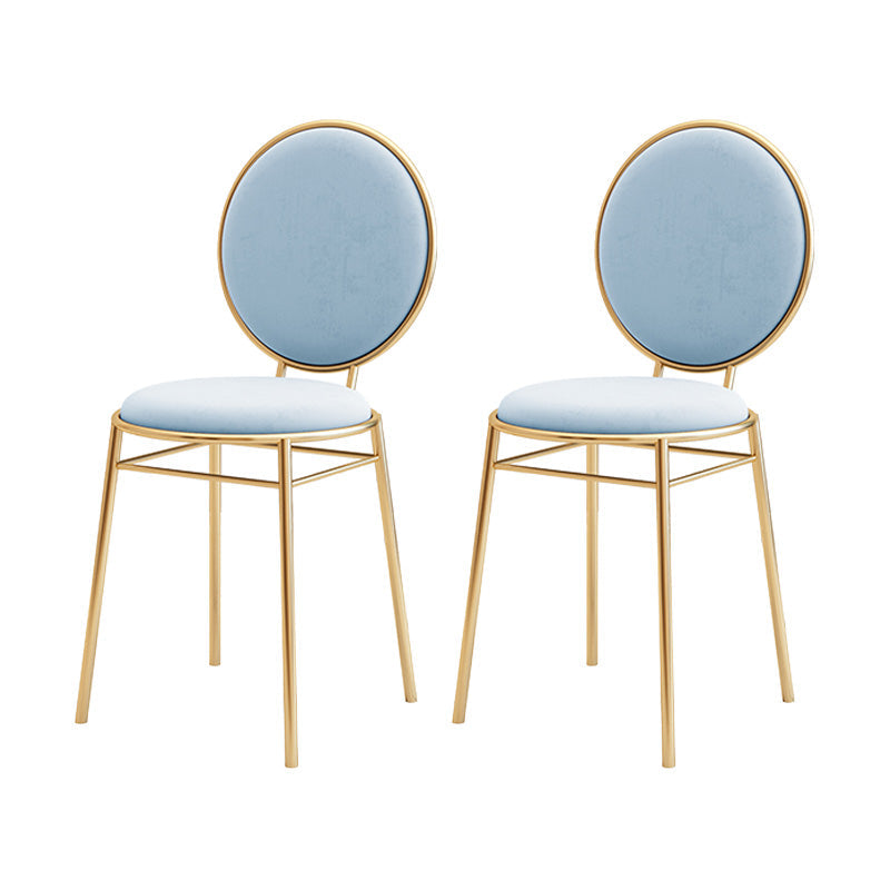 Glam Style Side Chair Upholstered King Louis Back Armless Dining Chair Sky Blue 2 Piece Set Clearhalo 'Dining Chairs' 'Dining Tables & Seating' 'dining_chair' 'furn' 'furn_dining_chair' 'Furniture' 'furniture_dining_chair' 'Kitchen & Dining Furniture' 5033104