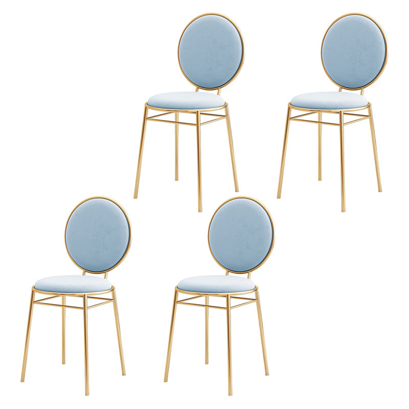 Glam Style Side Chair Upholstered King Louis Back Armless Dining Chair Sky Blue 4 Piece Set Clearhalo 'Dining Chairs' 'Dining Tables & Seating' 'dining_chair' 'furn' 'furn_dining_chair' 'Furniture' 'furniture_dining_chair' 'Kitchen & Dining Furniture' 5033105