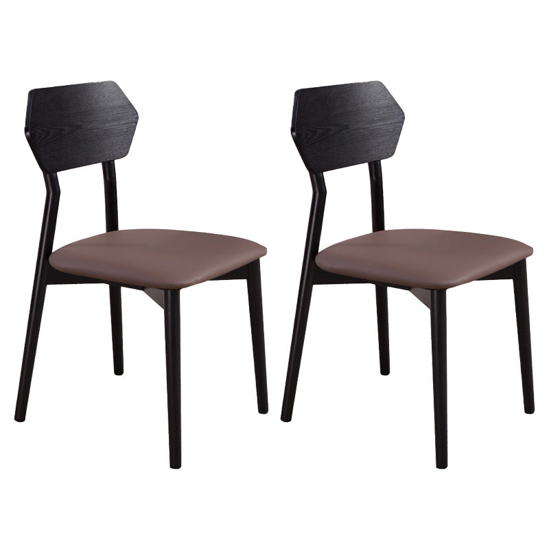 Armless Dining Room Chairs Modern Solid Wood Side Chairs for Dining Room Black-Brown 2 Piece Set Clearhalo 'Dining Chairs' 'Dining Tables & Seating' 'dining_chair' 'furn' 'furn_dining_chair' 'Furniture' 'furniture_dining_chair' 'Kitchen & Dining Furniture' 5033112