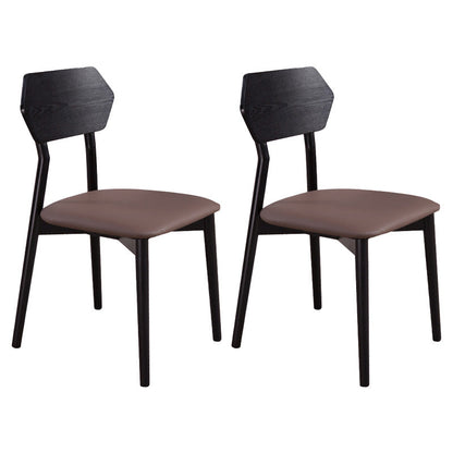 Armless Dining Room Chairs Modern Solid Wood Side Chairs for Dining Room Black-Brown 2 Piece Set Clearhalo 'Dining Chairs' 'Dining Tables & Seating' 'dining_chair' 'furn' 'furn_dining_chair' 'Furniture' 'furniture_dining_chair' 'Kitchen & Dining Furniture' 5033112