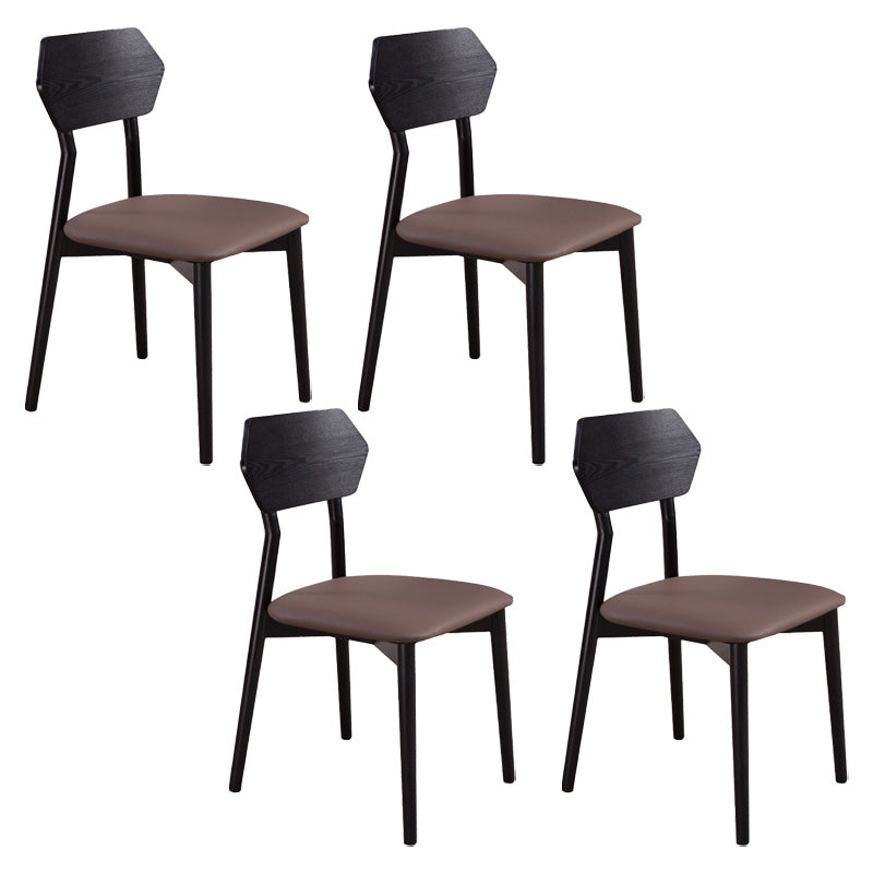 Armless Dining Room Chairs Modern Solid Wood Side Chairs for Dining Room Black-Brown 4 Piece Set Clearhalo 'Dining Chairs' 'Dining Tables & Seating' 'dining_chair' 'furn' 'furn_dining_chair' 'Furniture' 'furniture_dining_chair' 'Kitchen & Dining Furniture' 5033113