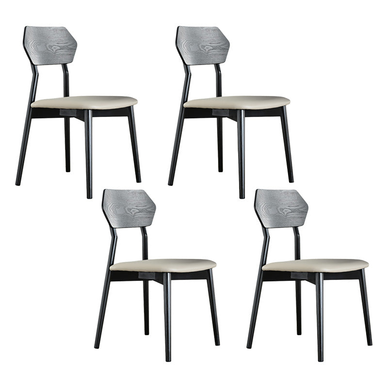 Armless Dining Room Chairs Modern Solid Wood Side Chairs for Dining Room Black Gray 4 Piece Set Clearhalo 'Dining Chairs' 'Dining Tables & Seating' 'dining_chair' 'furn' 'furn_dining_chair' 'Furniture' 'furniture_dining_chair' 'Kitchen & Dining Furniture' 5033121