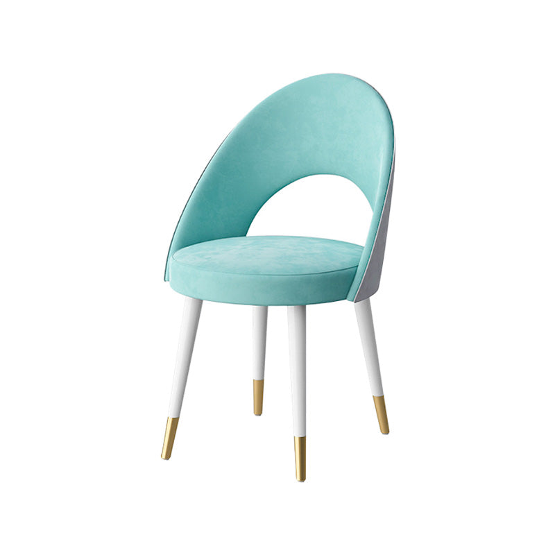 Glam Style Side Chair Upholstered Armless Dining Chair for Dining Room White-Blue 1 Piece Clearhalo 'Dining Chairs' 'Dining Tables & Seating' 'dining_chair' 'furn' 'furn_dining_chair' 'Furniture' 'furniture_dining_chair' 'Kitchen & Dining Furniture' 5033150