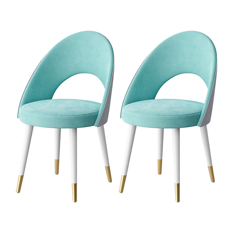 Glam Style Side Chair Upholstered Armless Dining Chair for Dining Room White-Blue 2 Piece Set Clearhalo 'Dining Chairs' 'Dining Tables & Seating' 'dining_chair' 'furn' 'furn_dining_chair' 'Furniture' 'furniture_dining_chair' 'Kitchen & Dining Furniture' 5033152