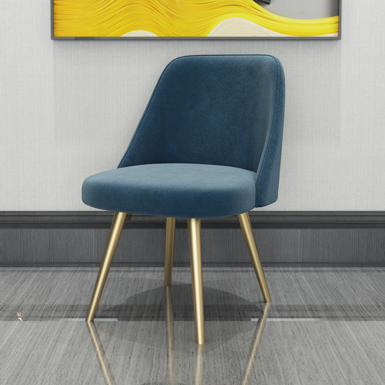 Glam Style Side Chair Upholstered Armless Dining Chair for Dining Room Blue Gold 1 Piece Clearhalo 'Dining Chairs' 'Dining Tables & Seating' 'dining_chair' 'furn' 'furn_dining_chair' 'Furniture' 'furniture_dining_chair' 'Kitchen & Dining Furniture' 5033153