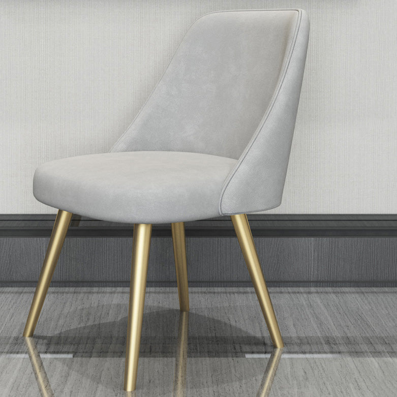 Glam Style Side Chair Upholstered Armless Dining Chair for Dining Room Grey-Gold 1 Piece Clearhalo 'Dining Chairs' 'Dining Tables & Seating' 'dining_chair' 'furn' 'furn_dining_chair' 'Furniture' 'furniture_dining_chair' 'Kitchen & Dining Furniture' 5033155