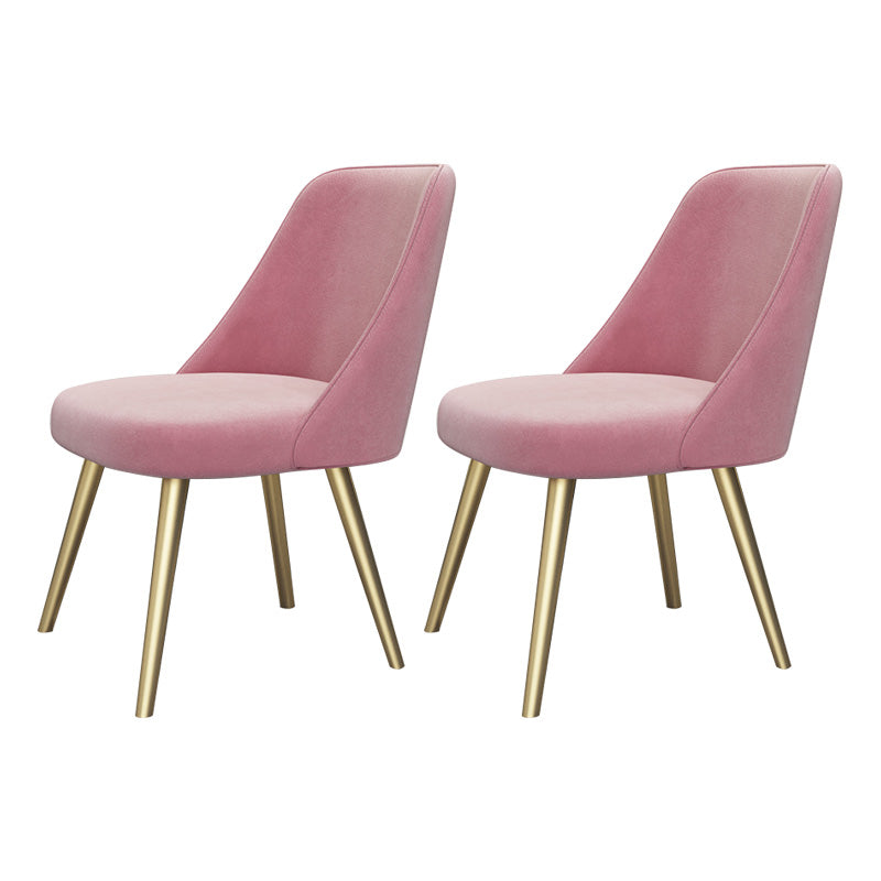 Glam Style Side Chair Upholstered Armless Dining Chair for Dining Room Pink Gold 2 Piece Set Clearhalo 'Dining Chairs' 'Dining Tables & Seating' 'dining_chair' 'furn' 'furn_dining_chair' 'Furniture' 'furniture_dining_chair' 'Kitchen & Dining Furniture' 5033156