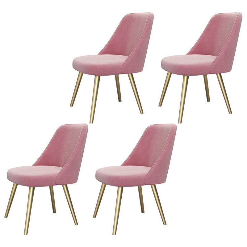 Glam Style Side Chair Upholstered Armless Dining Chair for Dining Room Pink Gold 4 Piece Set Clearhalo 'Dining Chairs' 'Dining Tables & Seating' 'dining_chair' 'furn' 'furn_dining_chair' 'Furniture' 'furniture_dining_chair' 'Kitchen & Dining Furniture' 5033158