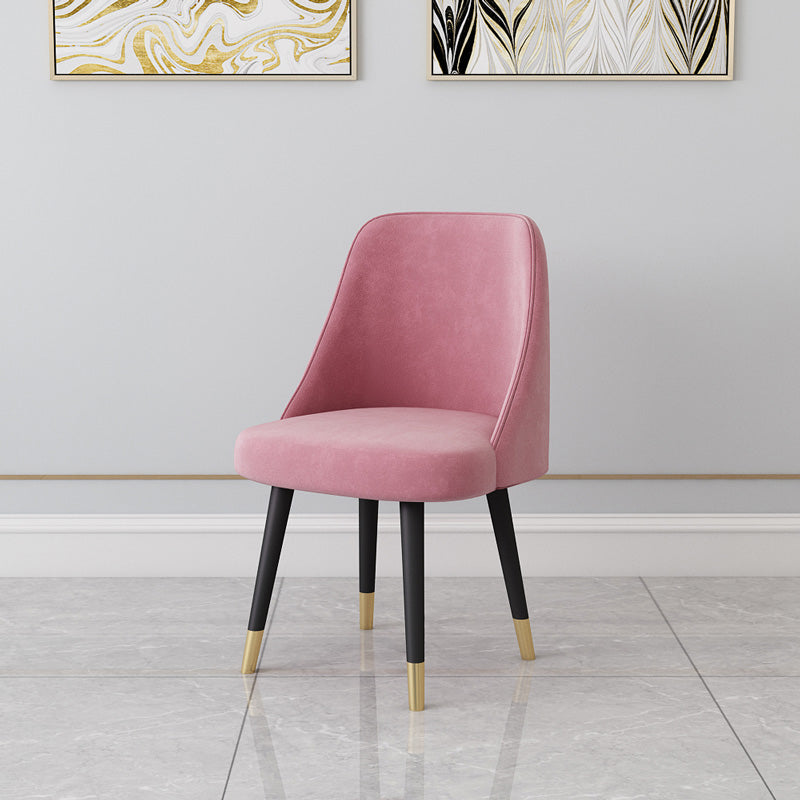 Glam Style Side Chair Upholstered Armless Dining Chair for Dining Room Pink Black 1 Piece Clearhalo 'Dining Chairs' 'Dining Tables & Seating' 'dining_chair' 'furn' 'furn_dining_chair' 'Furniture' 'furniture_dining_chair' 'Kitchen & Dining Furniture' 5033159