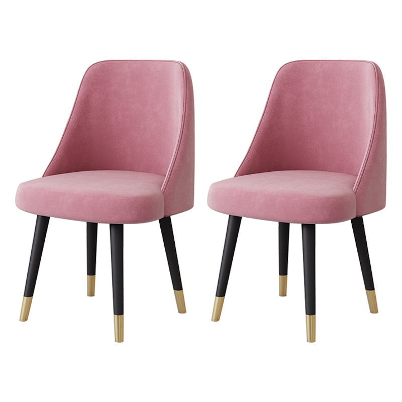 Glam Style Side Chair Upholstered Armless Dining Chair for Dining Room Pink Black 2 Piece Set Clearhalo 'Dining Chairs' 'Dining Tables & Seating' 'dining_chair' 'furn' 'furn_dining_chair' 'Furniture' 'furniture_dining_chair' 'Kitchen & Dining Furniture' 5033162