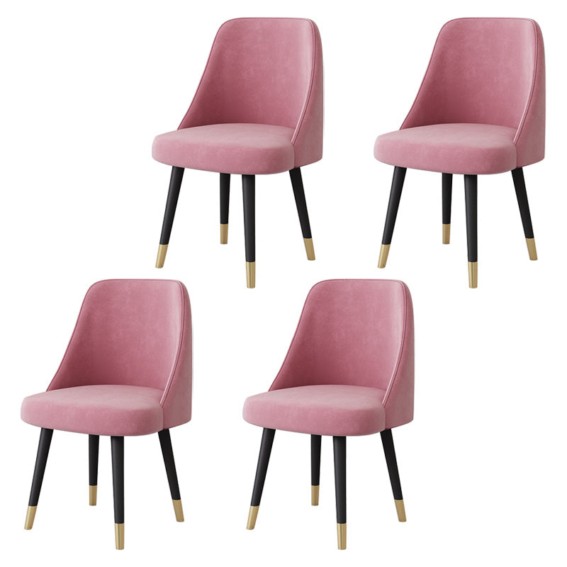 Glam Style Side Chair Upholstered Armless Dining Chair for Dining Room Pink Black 4 Piece Set Clearhalo 'Dining Chairs' 'Dining Tables & Seating' 'dining_chair' 'furn' 'furn_dining_chair' 'Furniture' 'furniture_dining_chair' 'Kitchen & Dining Furniture' 5033164