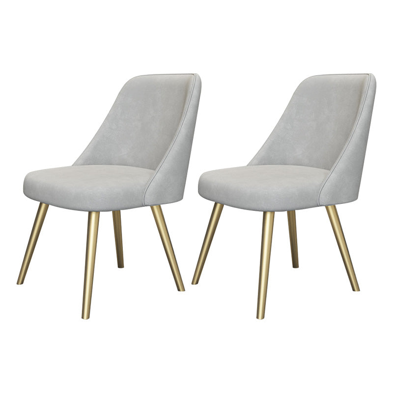 Glam Style Side Chair Upholstered Armless Dining Chair for Dining Room Grey-Gold 2 Piece Set Clearhalo 'Dining Chairs' 'Dining Tables & Seating' 'dining_chair' 'furn' 'furn_dining_chair' 'Furniture' 'furniture_dining_chair' 'Kitchen & Dining Furniture' 5033166