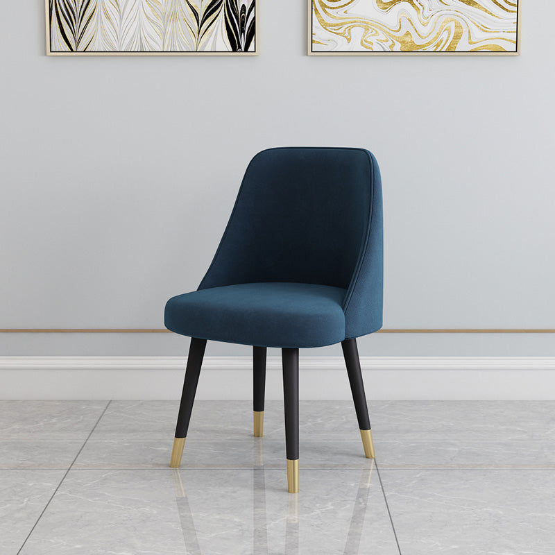 Glam Style Side Chair Upholstered Armless Dining Chair for Dining Room Blue-Black 1 Piece Clearhalo 'Dining Chairs' 'Dining Tables & Seating' 'dining_chair' 'furn' 'furn_dining_chair' 'Furniture' 'furniture_dining_chair' 'Kitchen & Dining Furniture' 5033168