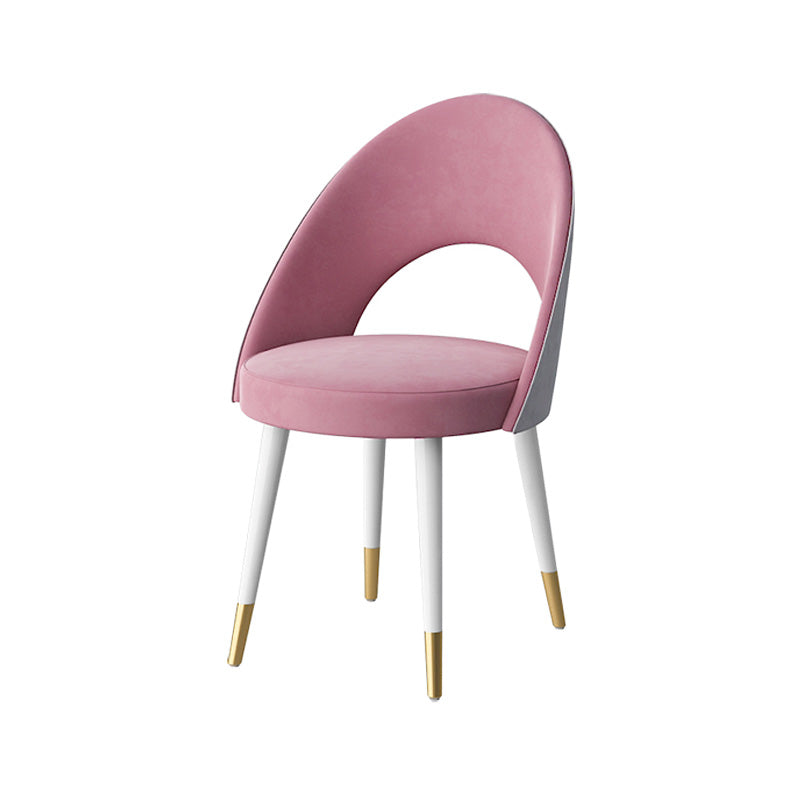 Glam Style Side Chair Upholstered Armless Dining Chair for Dining Room White-Pink 1 Piece Clearhalo 'Dining Chairs' 'Dining Tables & Seating' 'dining_chair' 'furn' 'furn_dining_chair' 'Furniture' 'furniture_dining_chair' 'Kitchen & Dining Furniture' 5033171