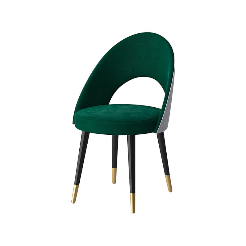 Glam Style Side Chair Upholstered Armless Dining Chair for Dining Room Green-Black 1 Piece Clearhalo 'Dining Chairs' 'Dining Tables & Seating' 'dining_chair' 'furn' 'furn_dining_chair' 'Furniture' 'furniture_dining_chair' 'Kitchen & Dining Furniture' 5033174