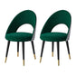 Glam Style Side Chair Upholstered Armless Dining Chair for Dining Room Green-Black 2 Piece Set Clearhalo 'Dining Chairs' 'Dining Tables & Seating' 'dining_chair' 'furn' 'furn_dining_chair' 'Furniture' 'furniture_dining_chair' 'Kitchen & Dining Furniture' 5033175