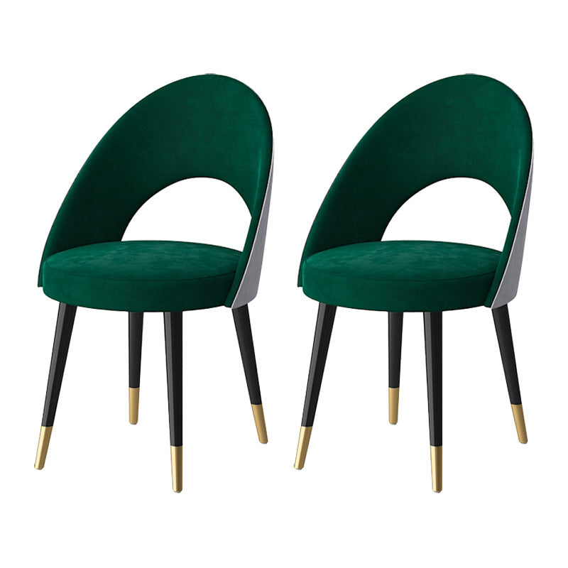 Glam Style Side Chair Upholstered Armless Dining Chair for Dining Room Green-Black 2 Piece Set Clearhalo 'Dining Chairs' 'Dining Tables & Seating' 'dining_chair' 'furn' 'furn_dining_chair' 'Furniture' 'furniture_dining_chair' 'Kitchen & Dining Furniture' 5033175