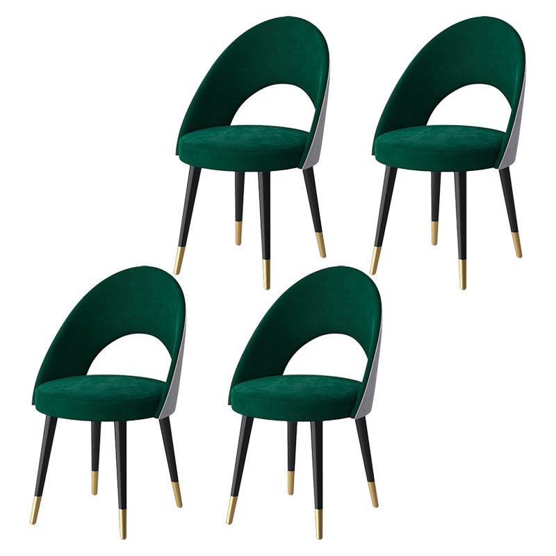 Glam Style Side Chair Upholstered Armless Dining Chair for Dining Room Green-Black 4 Piece Set Clearhalo 'Dining Chairs' 'Dining Tables & Seating' 'dining_chair' 'furn' 'furn_dining_chair' 'Furniture' 'furniture_dining_chair' 'Kitchen & Dining Furniture' 5033176