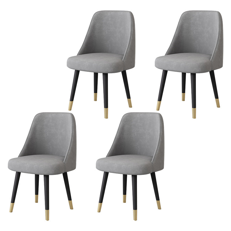 Glam Style Side Chair Upholstered Armless Dining Chair for Dining Room Black-Gray 4 Piece Set Clearhalo 'Dining Chairs' 'Dining Tables & Seating' 'dining_chair' 'furn' 'furn_dining_chair' 'Furniture' 'furniture_dining_chair' 'Kitchen & Dining Furniture' 5033179