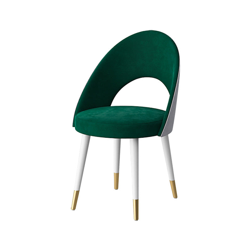 Glam Style Side Chair Upholstered Armless Dining Chair for Dining Room White-Green 1 Piece Clearhalo 'Dining Chairs' 'Dining Tables & Seating' 'dining_chair' 'furn' 'furn_dining_chair' 'Furniture' 'furniture_dining_chair' 'Kitchen & Dining Furniture' 5033180