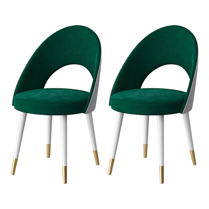 Glam Style Side Chair Upholstered Armless Dining Chair for Dining Room White-Green 2 Piece Set Clearhalo 'Dining Chairs' 'Dining Tables & Seating' 'dining_chair' 'furn' 'furn_dining_chair' 'Furniture' 'furniture_dining_chair' 'Kitchen & Dining Furniture' 5033181
