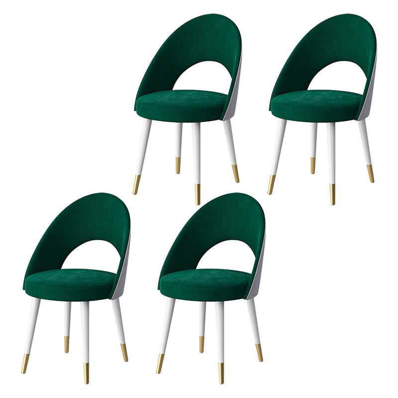 Glam Style Side Chair Upholstered Armless Dining Chair for Dining Room White-Green 4 Piece Set Clearhalo 'Dining Chairs' 'Dining Tables & Seating' 'dining_chair' 'furn' 'furn_dining_chair' 'Furniture' 'furniture_dining_chair' 'Kitchen & Dining Furniture' 5033182