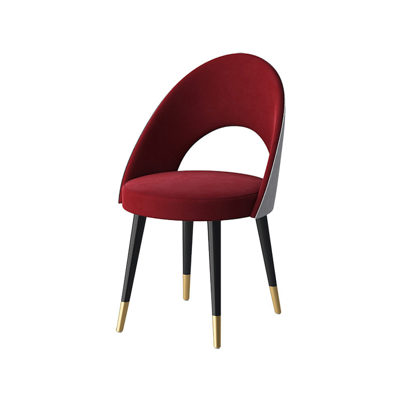 Glam Style Side Chair Upholstered Armless Dining Chair for Dining Room Red-Black 1 Piece Clearhalo 'Dining Chairs' 'Dining Tables & Seating' 'dining_chair' 'furn' 'furn_dining_chair' 'Furniture' 'furniture_dining_chair' 'Kitchen & Dining Furniture' 5033183