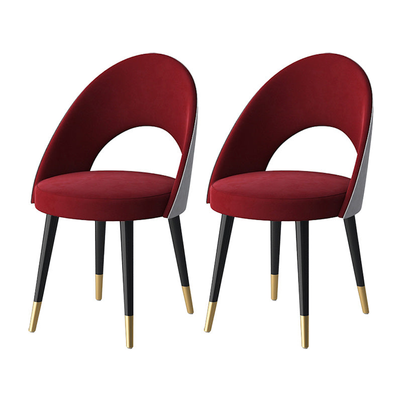Glam Style Side Chair Upholstered Armless Dining Chair for Dining Room Red-Black 2 Piece Set Clearhalo 'Dining Chairs' 'Dining Tables & Seating' 'dining_chair' 'furn' 'furn_dining_chair' 'Furniture' 'furniture_dining_chair' 'Kitchen & Dining Furniture' 5033184