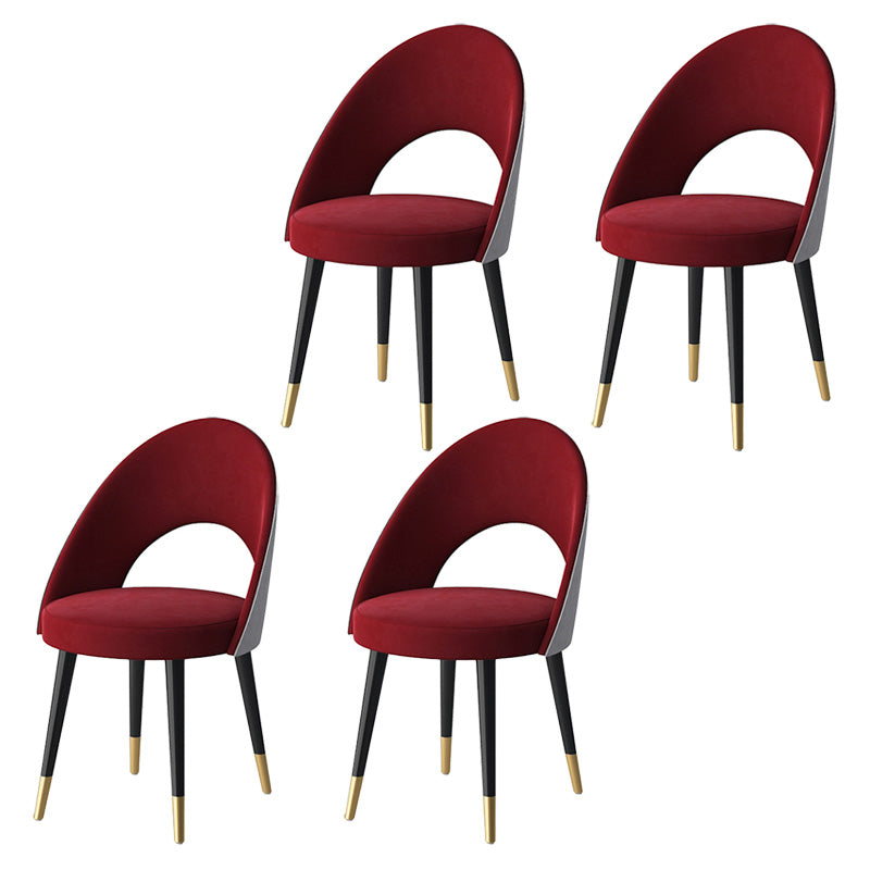 Glam Style Side Chair Upholstered Armless Dining Chair for Dining Room Red-Black 4 Piece Set Clearhalo 'Dining Chairs' 'Dining Tables & Seating' 'dining_chair' 'furn' 'furn_dining_chair' 'Furniture' 'furniture_dining_chair' 'Kitchen & Dining Furniture' 5033185