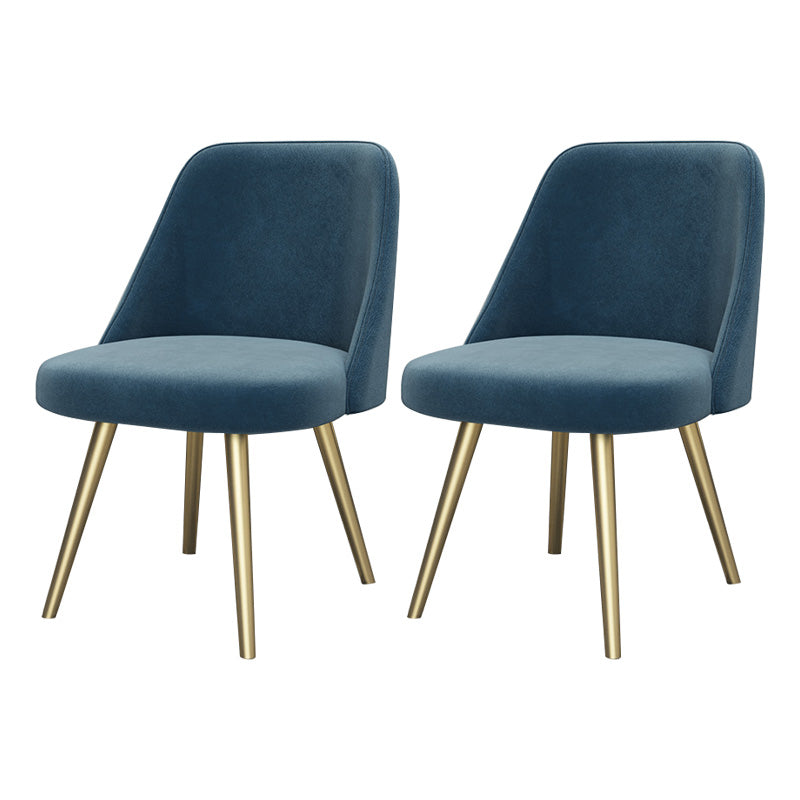 Glam Style Side Chair Upholstered Armless Dining Chair for Dining Room Blue Gold 2 Piece Set Clearhalo 'Dining Chairs' 'Dining Tables & Seating' 'dining_chair' 'furn' 'furn_dining_chair' 'Furniture' 'furniture_dining_chair' 'Kitchen & Dining Furniture' 5033186