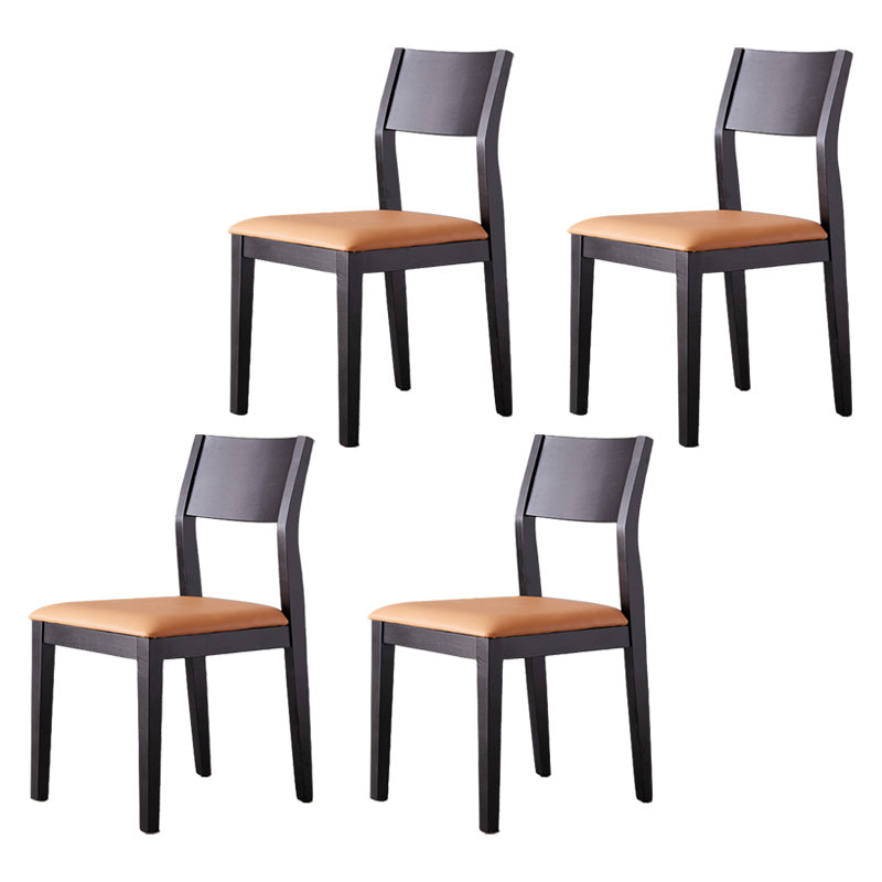 Armless Kitchen Chairs Modern Solid Wood Side Chairs for Dining Room Black-Orange 4 Piece Set Clearhalo 'Dining Chairs' 'Dining Tables & Seating' 'dining_chair' 'furn' 'furn_dining_chair' 'Furniture' 'furniture_dining_chair' 'Kitchen & Dining Furniture' 5033196