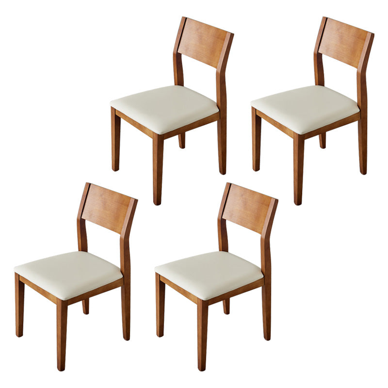 Armless Kitchen Chairs Modern Solid Wood Side Chairs for Dining Room Off-White 4 Piece Set Clearhalo 'Dining Chairs' 'Dining Tables & Seating' 'dining_chair' 'furn' 'furn_dining_chair' 'Furniture' 'furniture_dining_chair' 'Kitchen & Dining Furniture' 5033209