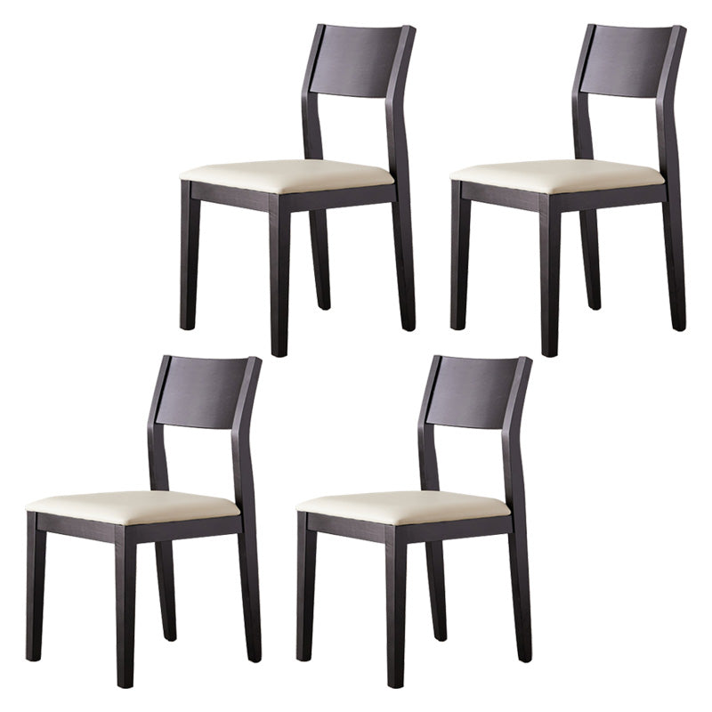 Armless Kitchen Chairs Modern Solid Wood Side Chairs for Dining Room Black-White 4 Piece Set Clearhalo 'Dining Chairs' 'Dining Tables & Seating' 'dining_chair' 'furn' 'furn_dining_chair' 'Furniture' 'furniture_dining_chair' 'Kitchen & Dining Furniture' 5033212