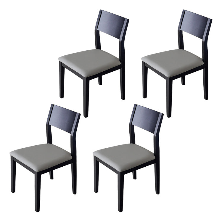 Armless Kitchen Chairs Modern Solid Wood Side Chairs for Dining Room Black Gray 4 Piece Set Clearhalo 'Dining Chairs' 'Dining Tables & Seating' 'dining_chair' 'furn' 'furn_dining_chair' 'Furniture' 'furniture_dining_chair' 'Kitchen & Dining Furniture' 5033214
